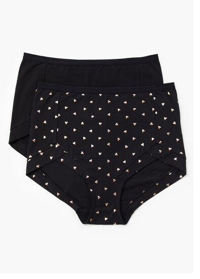 Plus Size 2Pk Eco Cotton Love Heart Briefs