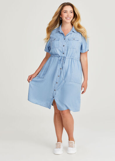 Plus Size Natural Chambray Shirt Dress